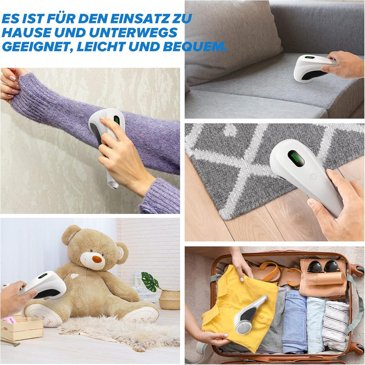 Fusselrasierer Elektrisch, Fusselentferner mit LED-Anzeige (0-100%) • 6-Klingen & 2 Höhenstufen • 20
