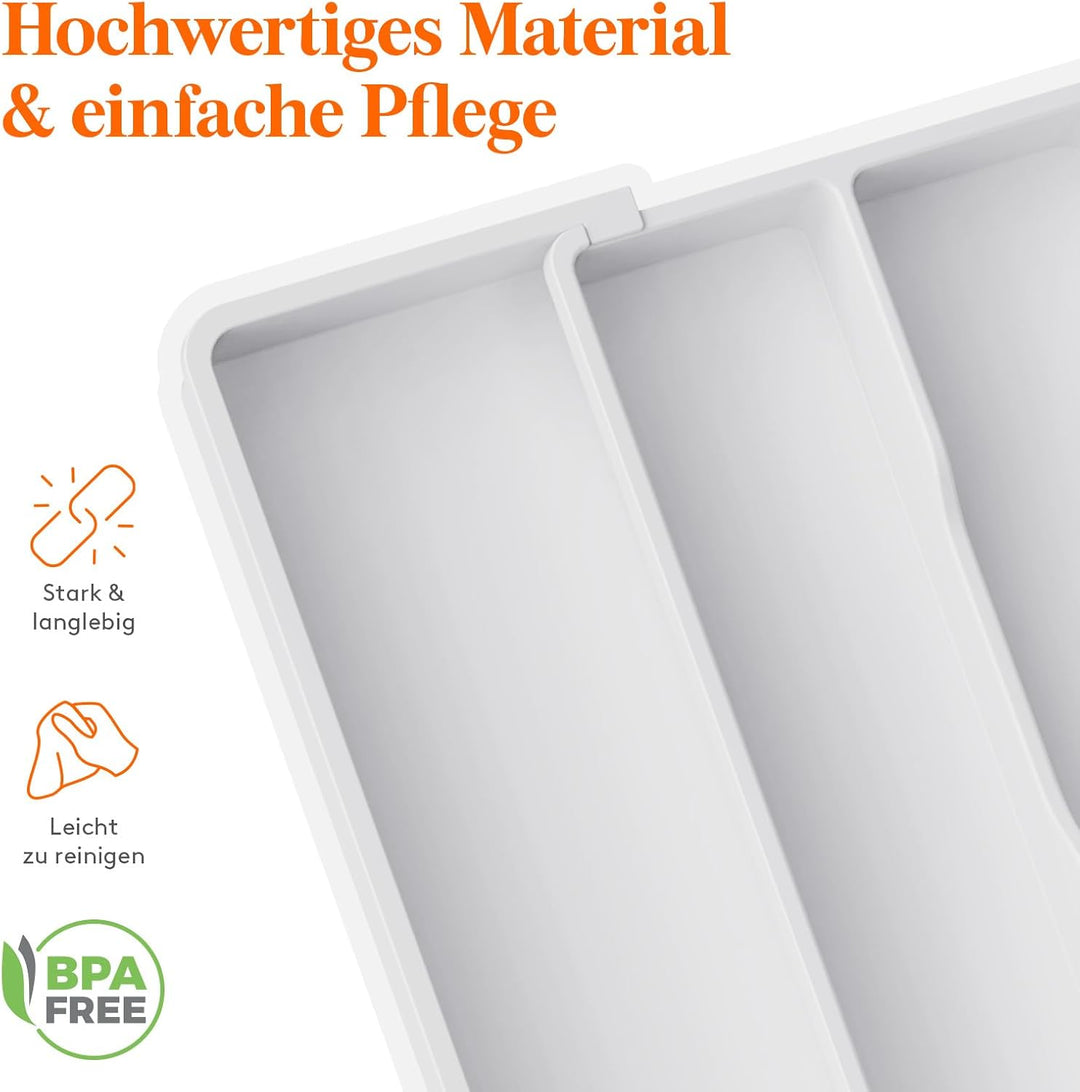 Lifewit Besteckkasten für Schubladen, erweiterbarer grosser Besteckkasten für die Küche, verstellbar