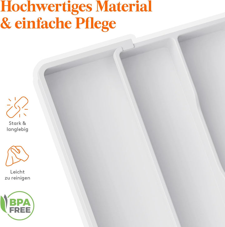 Lifewit Besteckkasten für Schubladen, erweiterbarer grosser Besteckkasten für die Küche, verstellbar