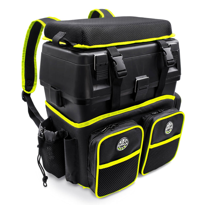 Pro Tackle Allround Sitzkiepe mit Rucksacksystem, Lime | Stabil und leicht, Gepolsterte Sitzfläche,