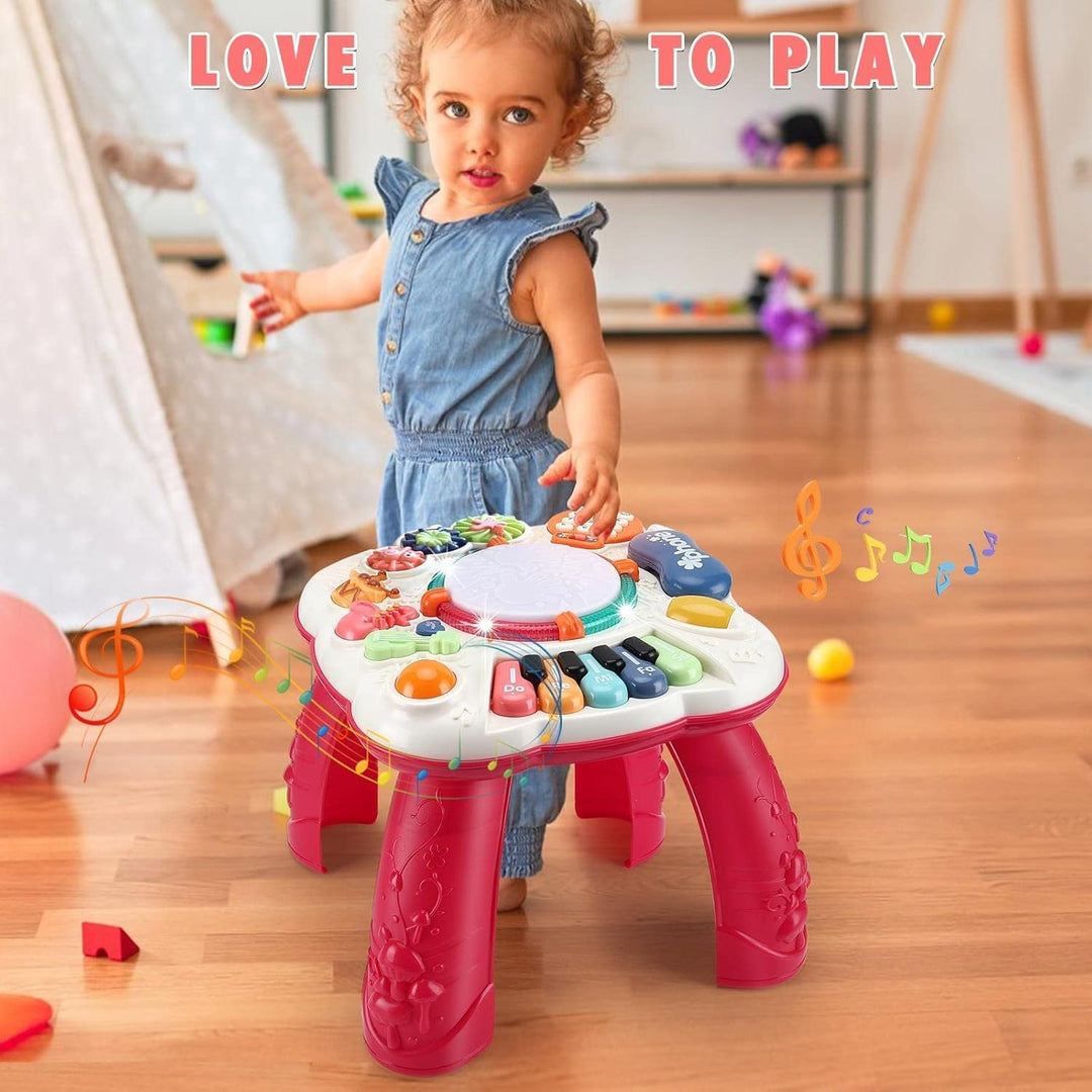 Aktivitäts-Tisch mit Licht & Musik für Babys 0-36 Monate, Lernspielzeug mit Geräuschen und LED-Effek