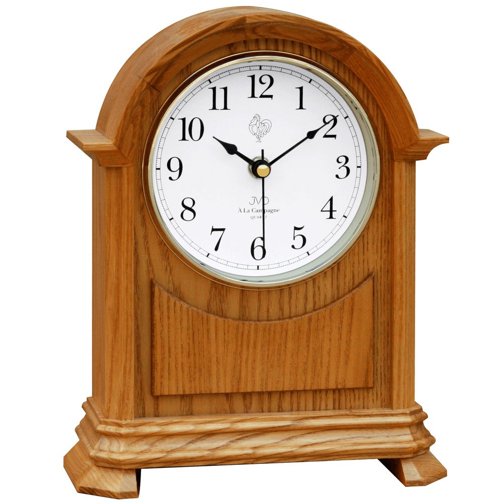 JVD HS12.2 Tischuhr Quarz Holz Eiche Farben hell mit Melodie