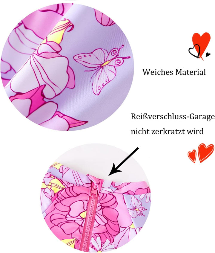 UMELOK Baby Badebekleidung Mädchen Badeanzug mit Sonnenhut UV Schutz 0-3 Monate Blumen, Rosa, 0-3 Mo