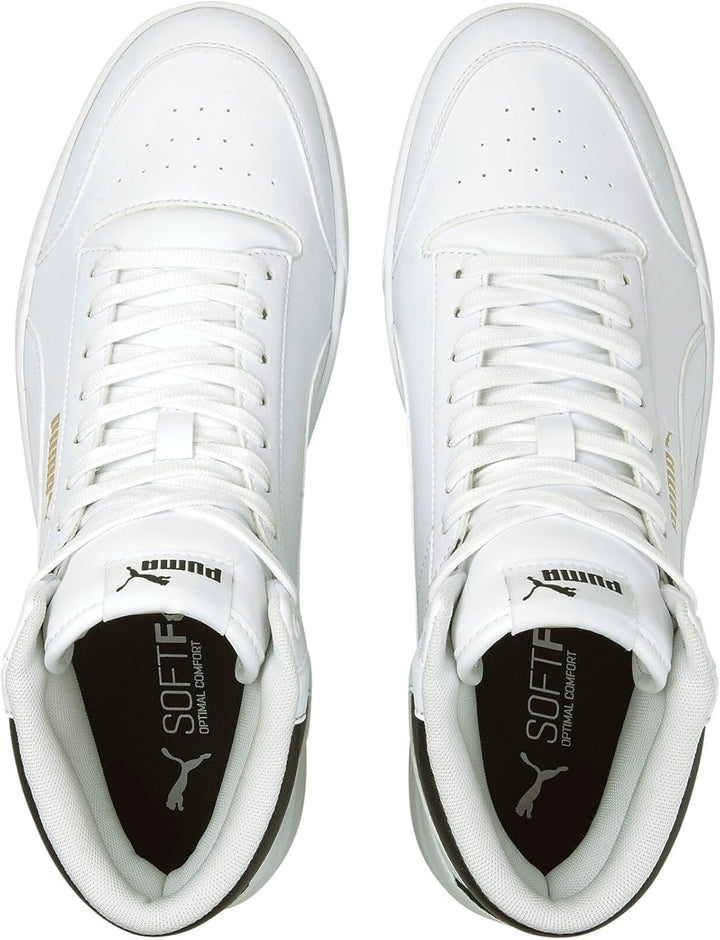 PUMA Unisex Shuffle Mid Sneaker 38.5 EU Puma White Puma White Puma Black Puma Team Gold, 38.5 EU Pum