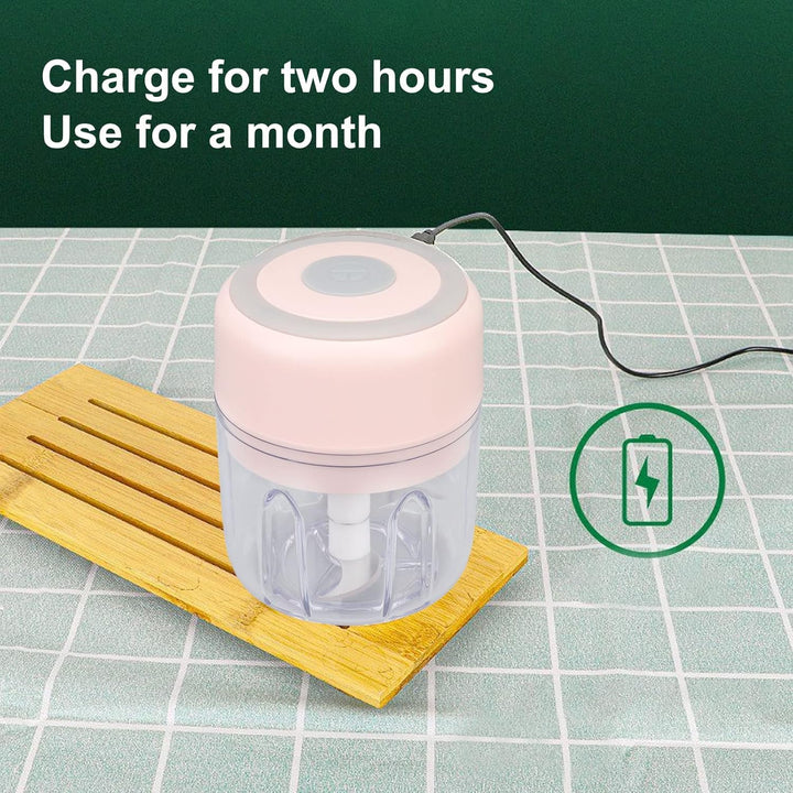 Elektrischer Mini-Knoblauchhacker, 250 Ml Grosse KapazitäT, Leistungsstarke Motor-KüChenmaschine mit