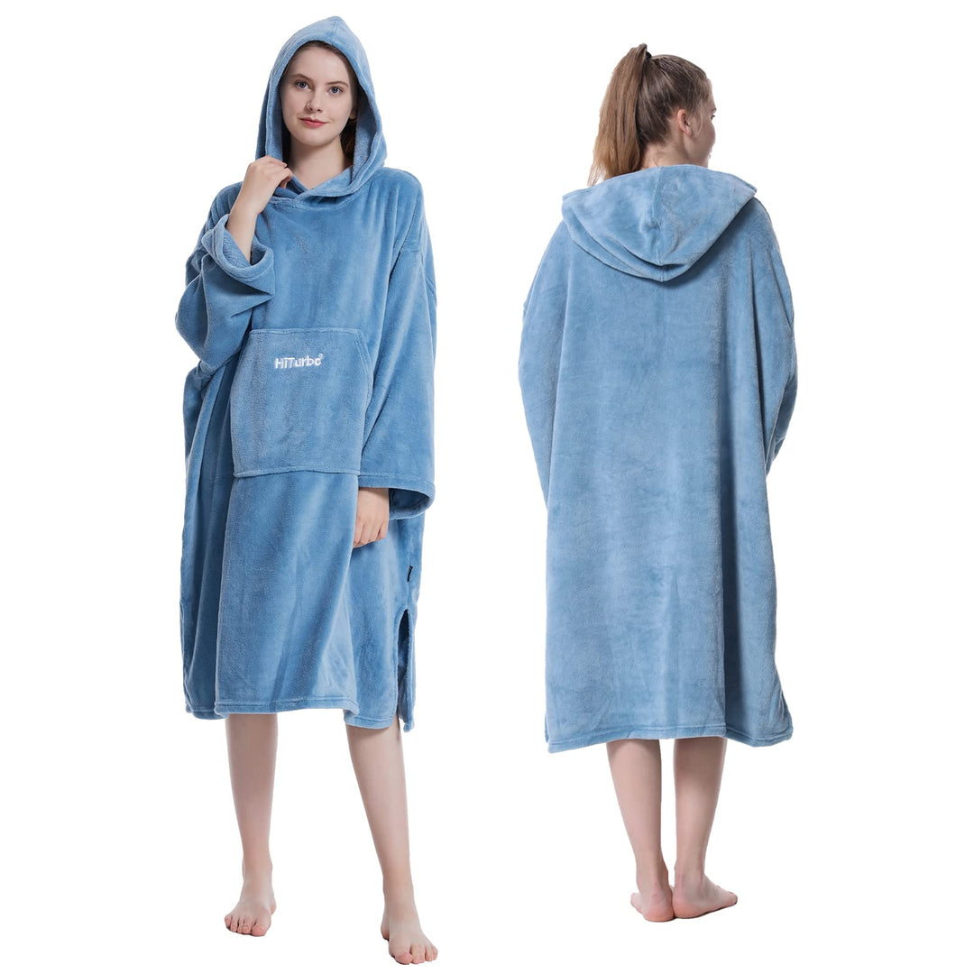 Hiturbo Bademantel, Damen Herren Robe, Unisex, Einheitsgrösse, Warmer Weicher Fleece Mogenmantel mit