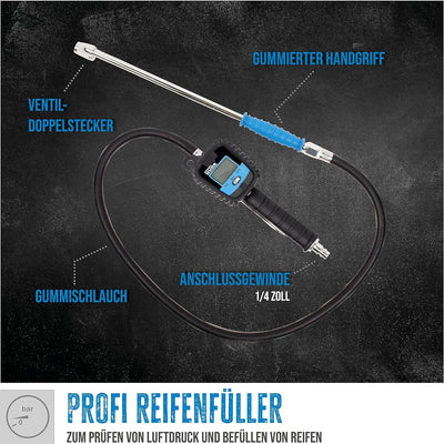 Güde Digitaler Reifenfüller V 12 PRO (Multifunktionsdisplay, 0-12 bar Arbeitsdruck, fein dosierbares