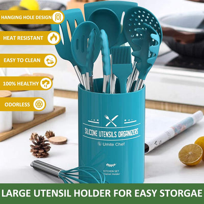 Umiten Chef Küchenutensilien-Set, 15-teilig, Silikon, Marineblau, Blau