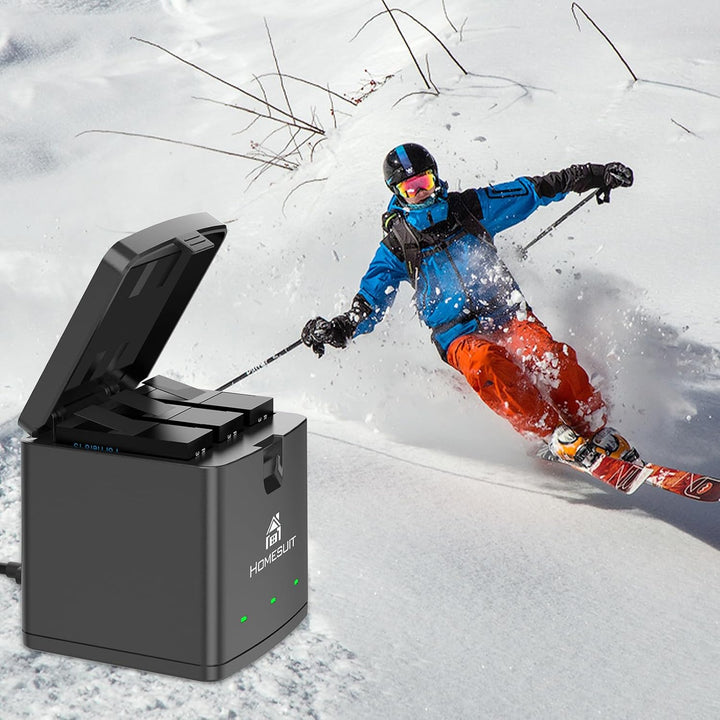 Homesuit Hero 13 Akku 2100mAh und LED 3-Kanal USB Speicherladegerät für GoPro Hero 13 Black Enduro W