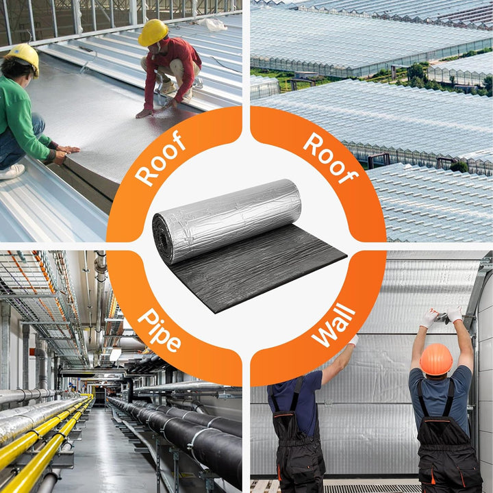Baketron Dämmmatte mit Aluminiumfolie Selbstklebend 10mm Schallschutzmatte Feuchtigkeitsfest, Feuerf