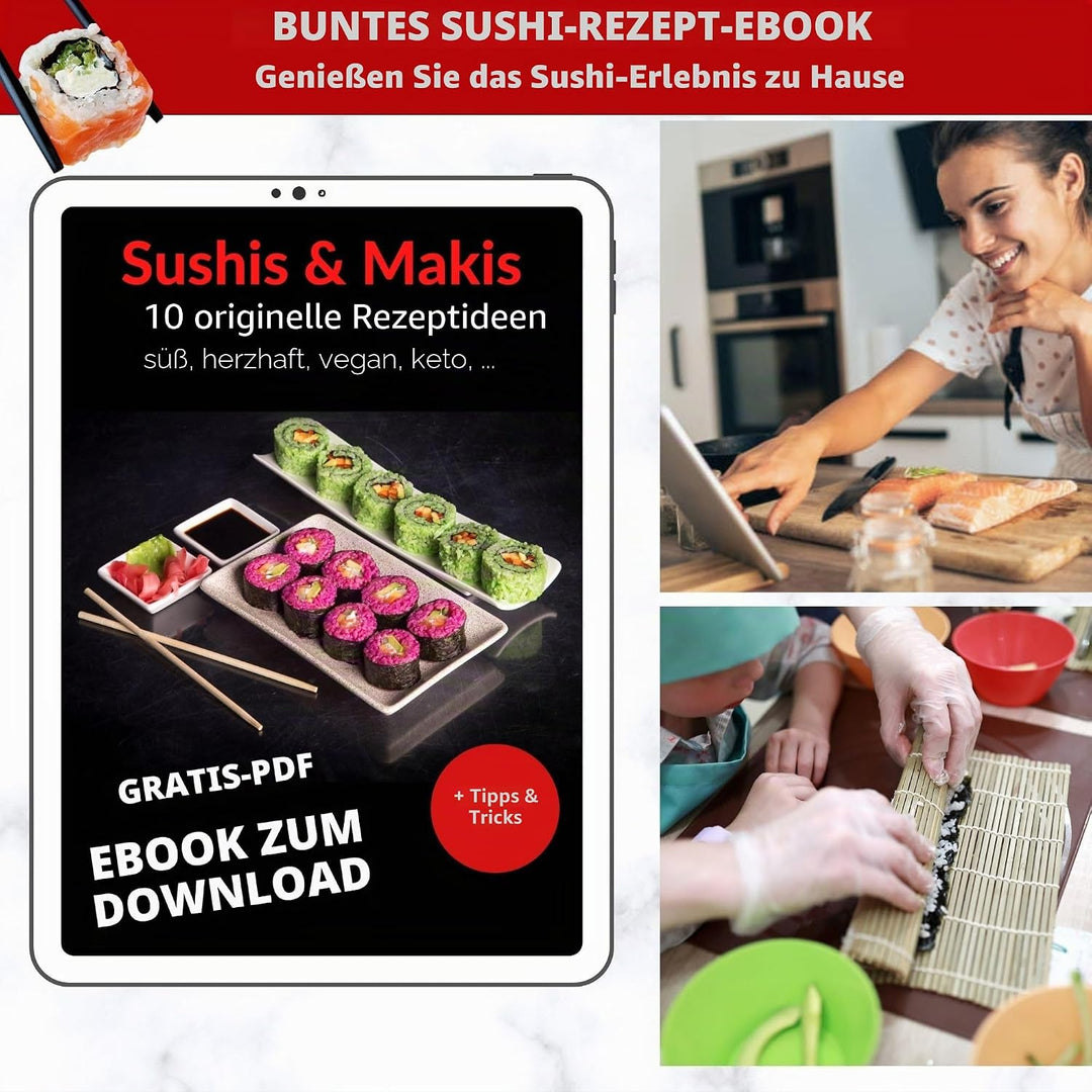 lisigoo Sushi maki maker Komplettset - Maki Maker Set - Maki Maker Set - Koffer mit Bambusmatte, Jap