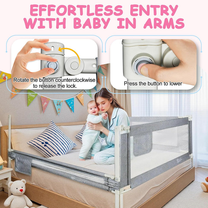 Rausfallschutz Bett,Babybettgitter Rausfallschutz,Höhenverstellbares Baby-Bettgitter & Reise-Bettsch