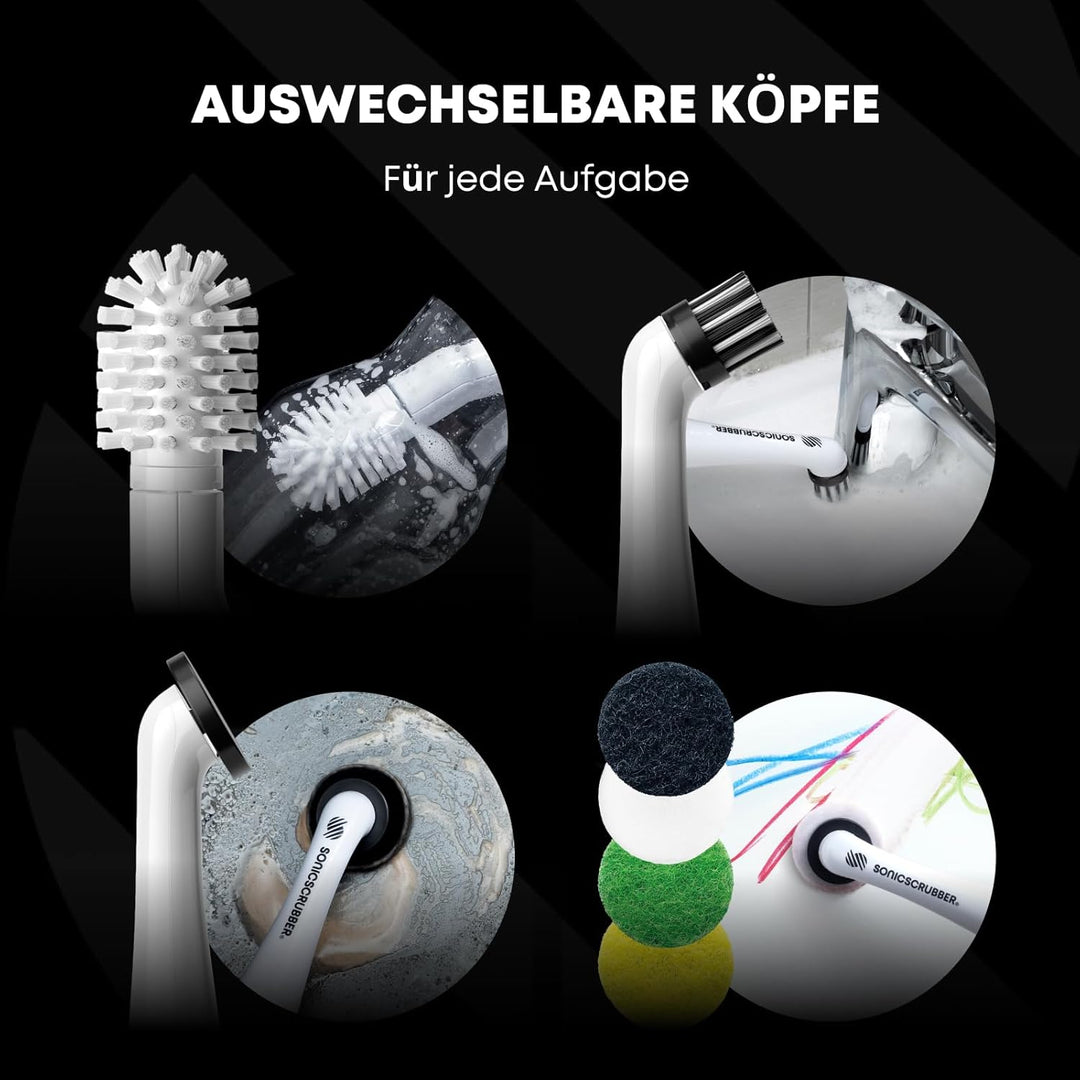 SonicScrubber Elektrische Reinigungsbürste Für Sauberes Geschirr - Hochleistungsmotor - Inklusive 3