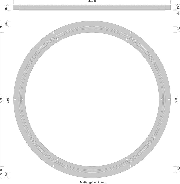 Gedotec Schwerlast-Drehbeschlag 360° Drehscheibe drehbar Ø 450 mm | Drehteller Stahl silber | Druckk