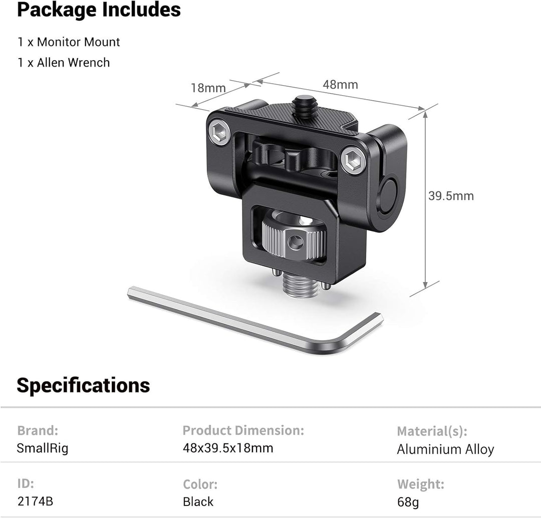 SMALLRIG Kamera Monitor Mount um 146 Grad Neigen mit Locating Pins für Arri Standard - 2174