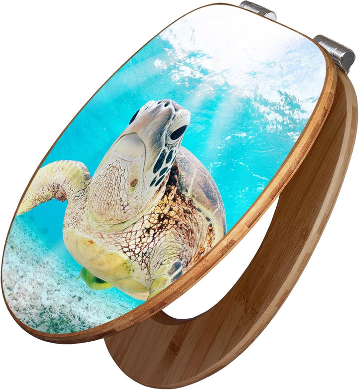 banjado® Design WC Sitz Bambus Absenkautomatik mit Motiv Elvis/Toilettendeckel mit Absenkautomatik H