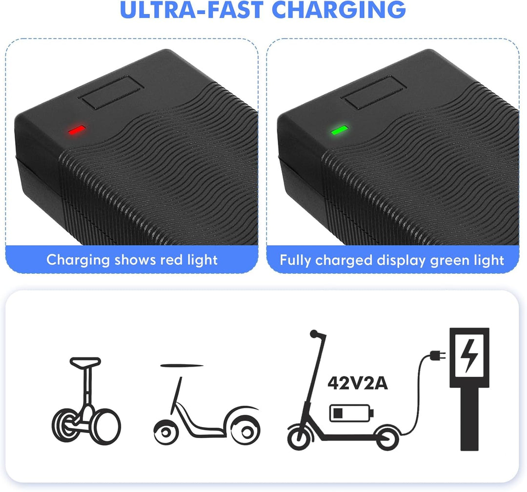 Ladegeräte für Scooter，42V 2A E Scooter Ladegeräte，Hoverboard Ladekabel，36V Elektroroller Universal