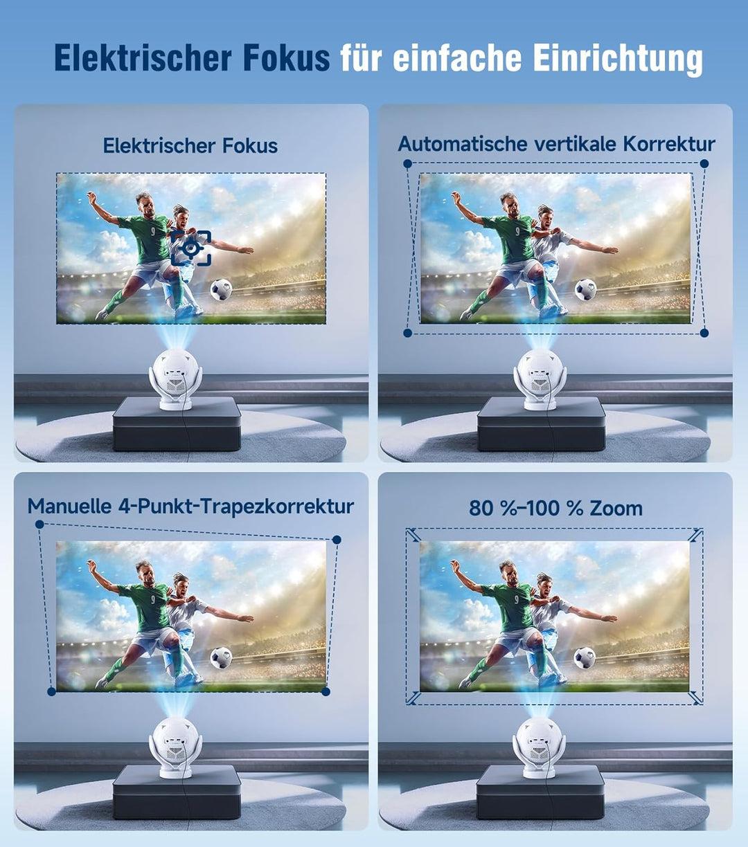 Magcubic Mini Beamer 4K mit Native 1080P Full HD & 400 ANSI Lumen, Android 14 Portable Projektor ide