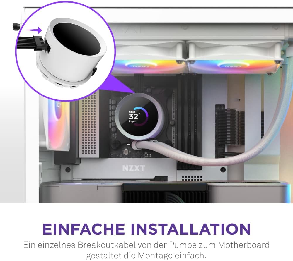 NZXT Kraken 280 RGB - RL-KR280-W1-280mm AIO CPU Wasserkühlung - 1,54" LCD Display 240x240-2x140mm RG