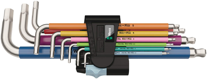 Wera 05022669001 3950/9 Hex-Plus Multicolour Stainless 1 Winkelschlüsselsatz, metrisch, Edelstahl, 9