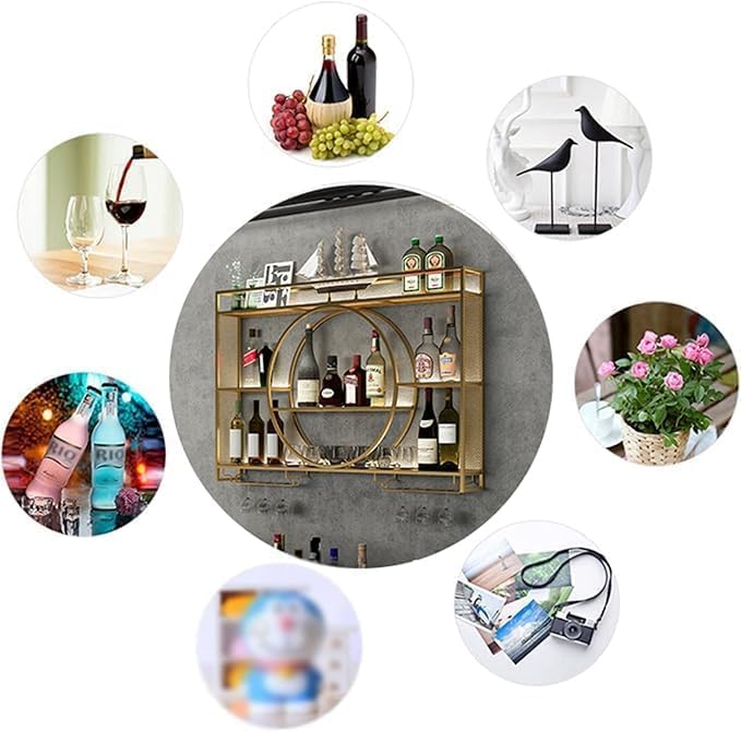 Rmeet Moderne Metall Wand montiert Wein Display Rack, 3-Schicht-Eisen-Rack, Weinregal, Wand-montiert
