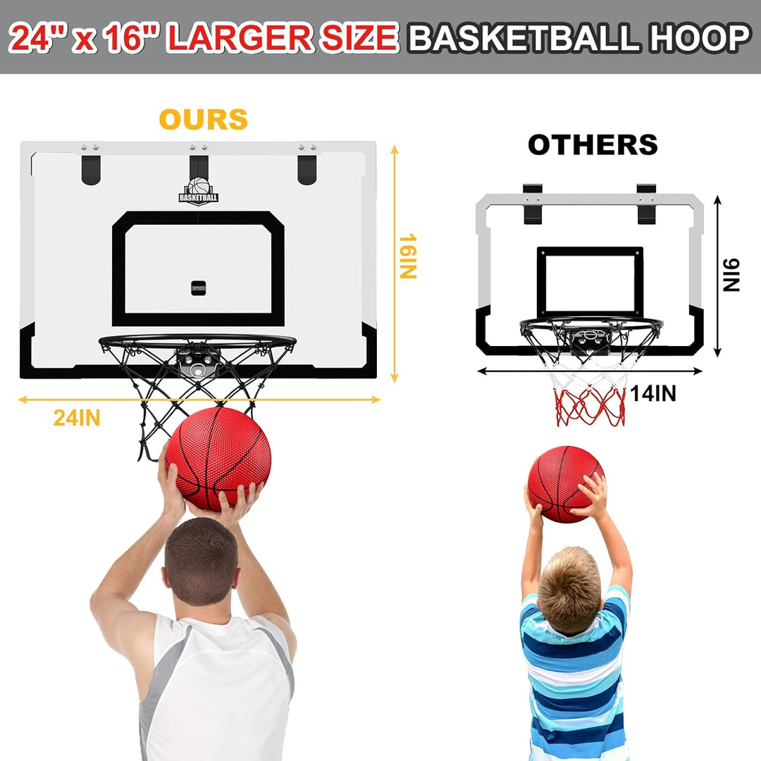 HYES Basketballkorb für Erwachsener Kinder Zimmer Basketball Set mit 2 Ball Pumpe Indoor Outdoor Spo
