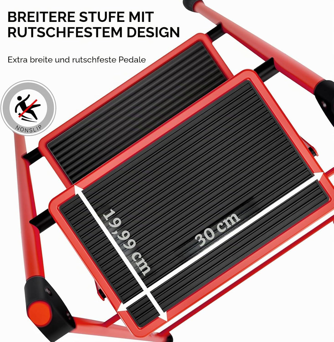 KINGRACK Stufen Leiter, Klappleiter mit Anti-Rutsch und breitem Pedal, Kleine Leiter mit Griff, Robu