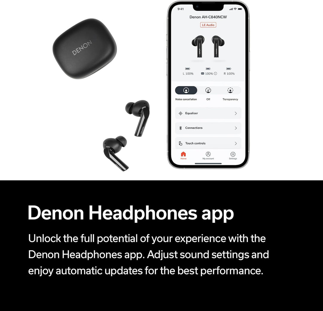 Denon AH-C840NCW True Wireless Bluetooth In-Ear-Kopfhörer mit aktiver Geräuschunterdrückung, wasserr