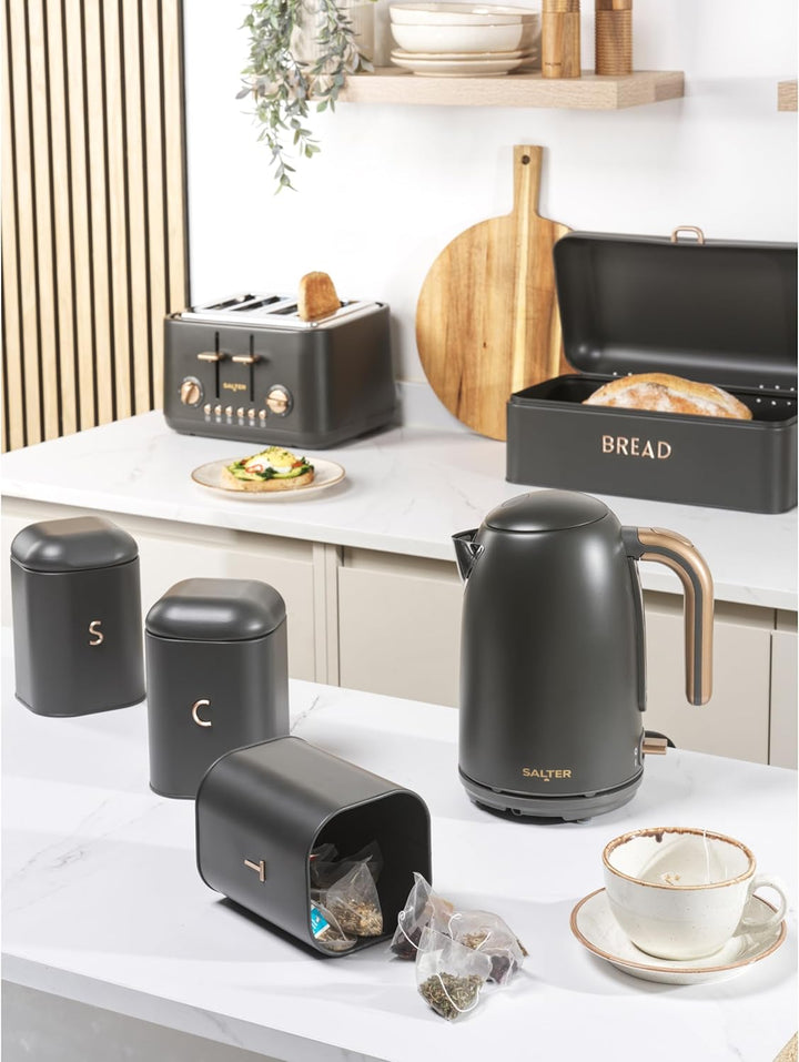 Salter Pebble Wasserkocher – 1,7 L Teekessel, Abnehmbarer Kalkfilter, Wasserstandsanzeige, 360° Schw