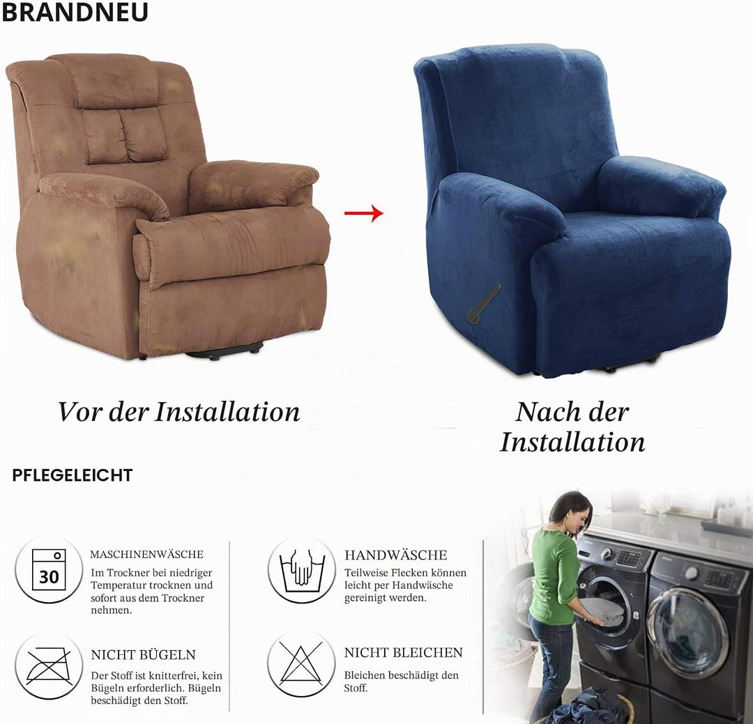 TIANSHU Samt Ruhesessel bezüge, Stretch Sesselschoner Elastisch Plush Couchbezug stilvolle Luxus-Möb