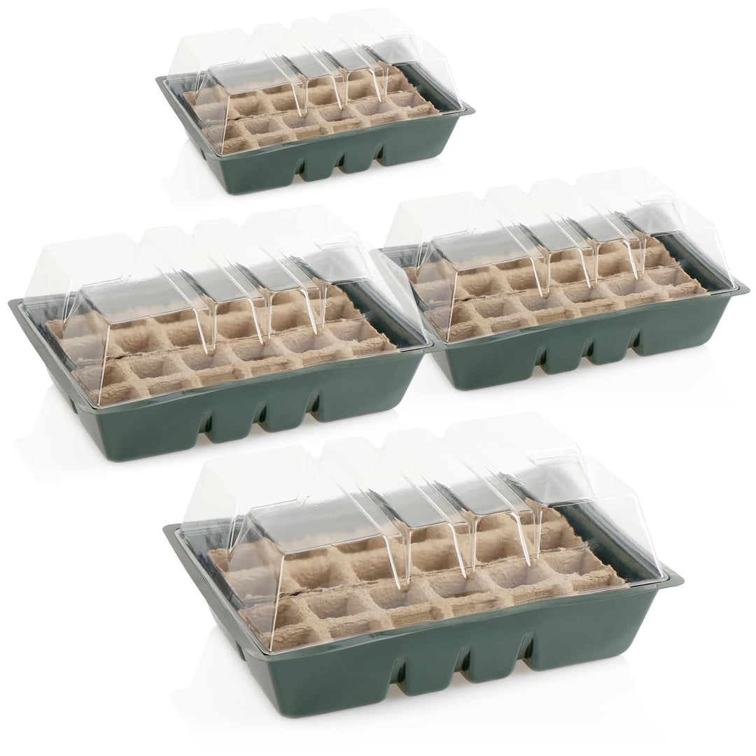 com-four® 4X Zimmergewächshaus zum Anzüchten von Pflanzen - Anzuchtset für 96 Pflanzen - Pflanzkaste