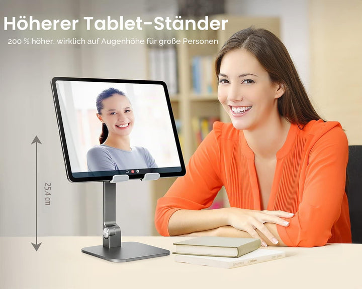 elitehood Höhenverstellbarer Aluminium iPad Ständer, Verstellbare Tablet Halterung für Tisch, Klappb