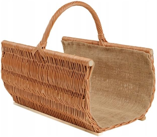 BOGATECO Weidenkorb mit Griff | Kaminkorb 50X35X25 | Handgewebt | Holzkorb mit Verstärkung 50 x 25 x