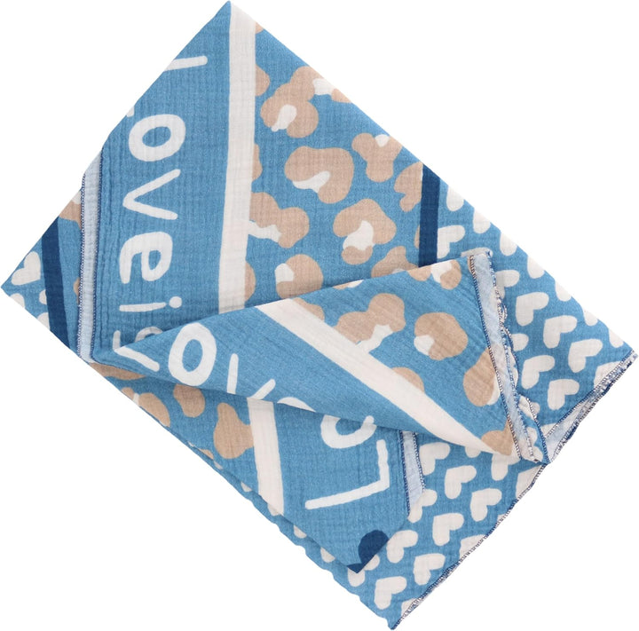Damen Musselin Halstuch Made in Italy mit Leo Love Paisley Happy– Leichtes Dreieckstuch für Frühling