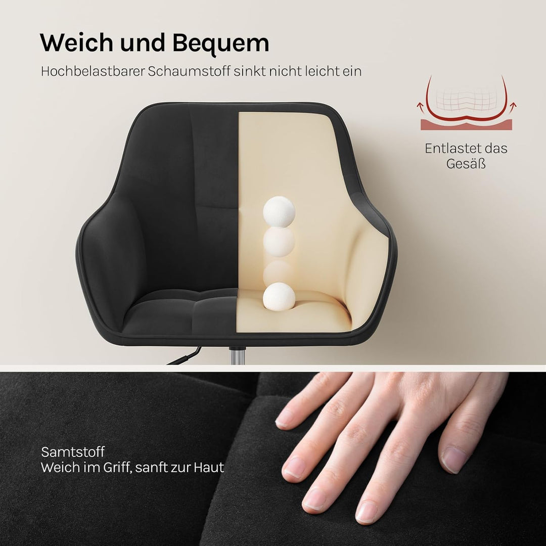 WOLTU Homeoffice Stuhl, Schreibtischstuhl, Drehstuhl, Schminkstuhl, höhenverstellbar, bis 150 kg bel