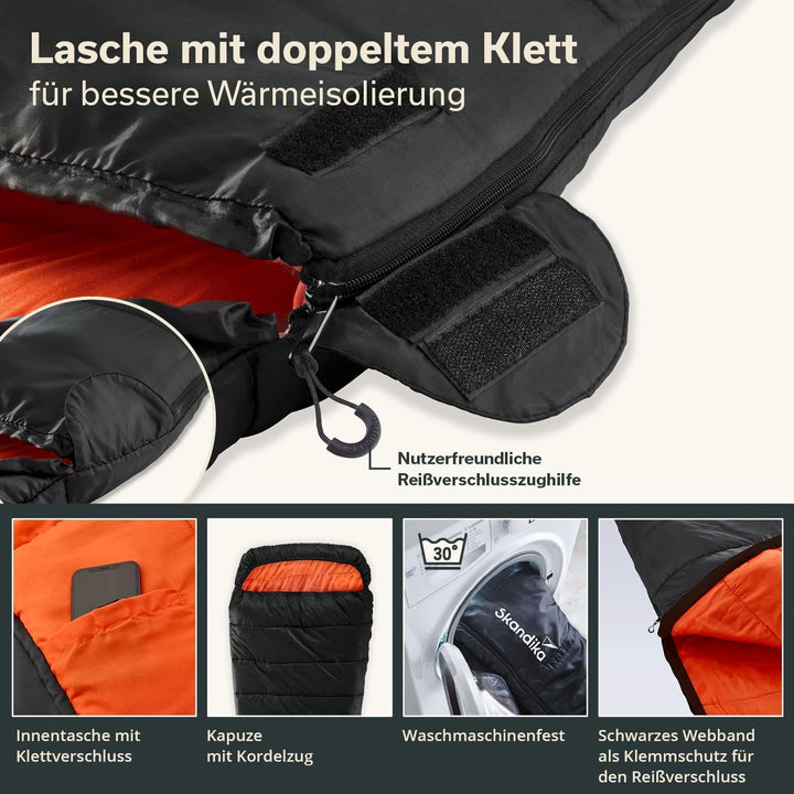 Skandika Schlafsack Vegas | XXL Mumienschlafsack mit/ohne Polycotton Innenfutter, für Erwachsene, ko