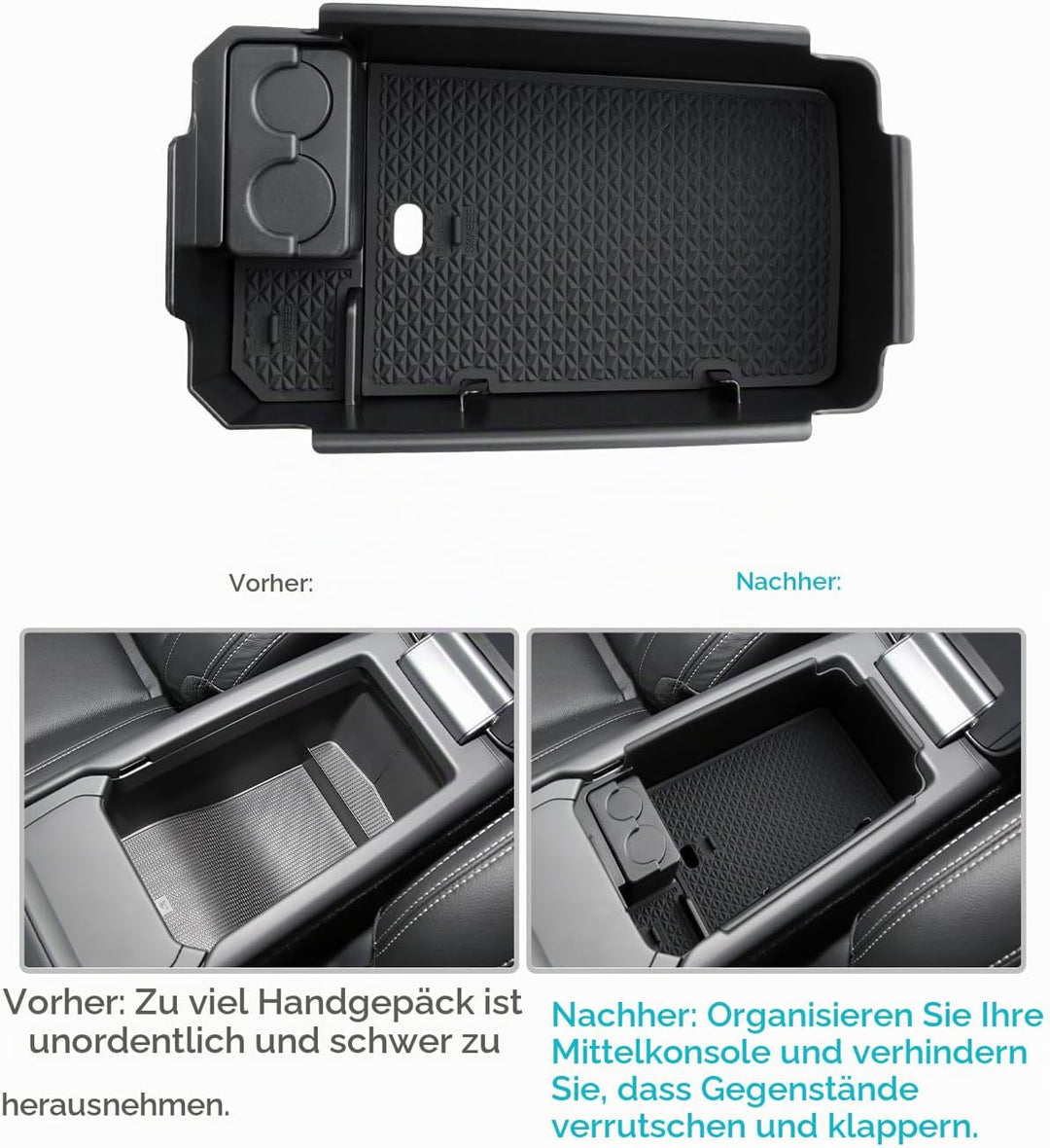 CDEFG Kompatibel mit Volvo XC40 C40 2018-2024 2025 Mittelkonsole Aufbewahrungsbox Armlehne Handschuh