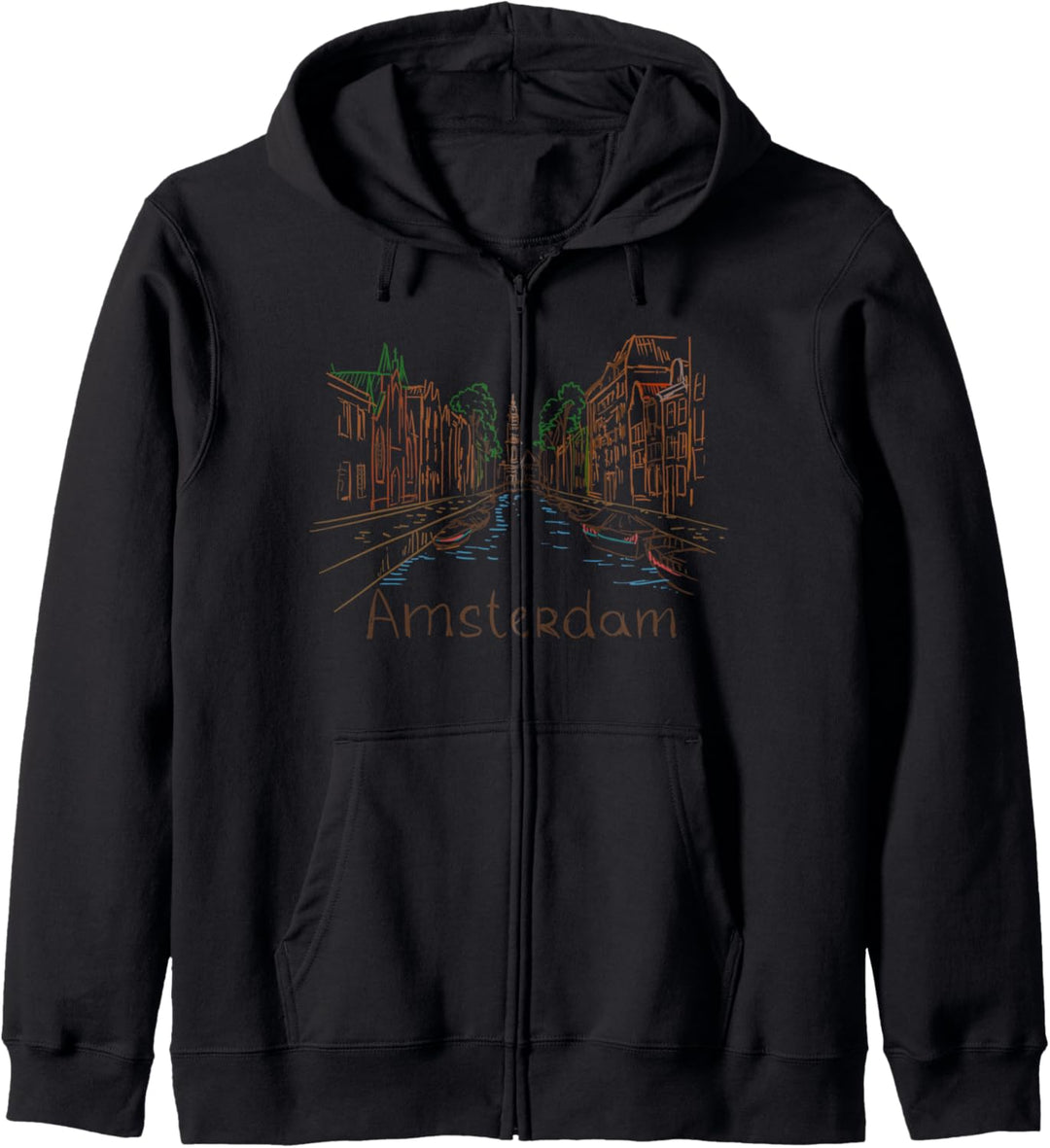 Amsterdam at day Unique Hand Drawn Art Kapuzenjacke
