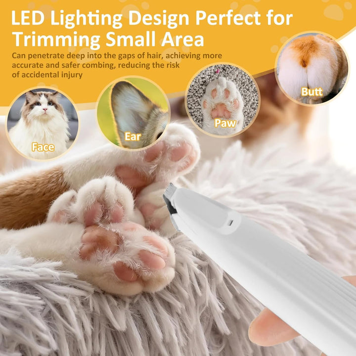 Pfotentrimmer für Hunde mit LED-Licht,USB Wiederaufladbar Hundeschermaschine Paw Trim Pro für Hunde