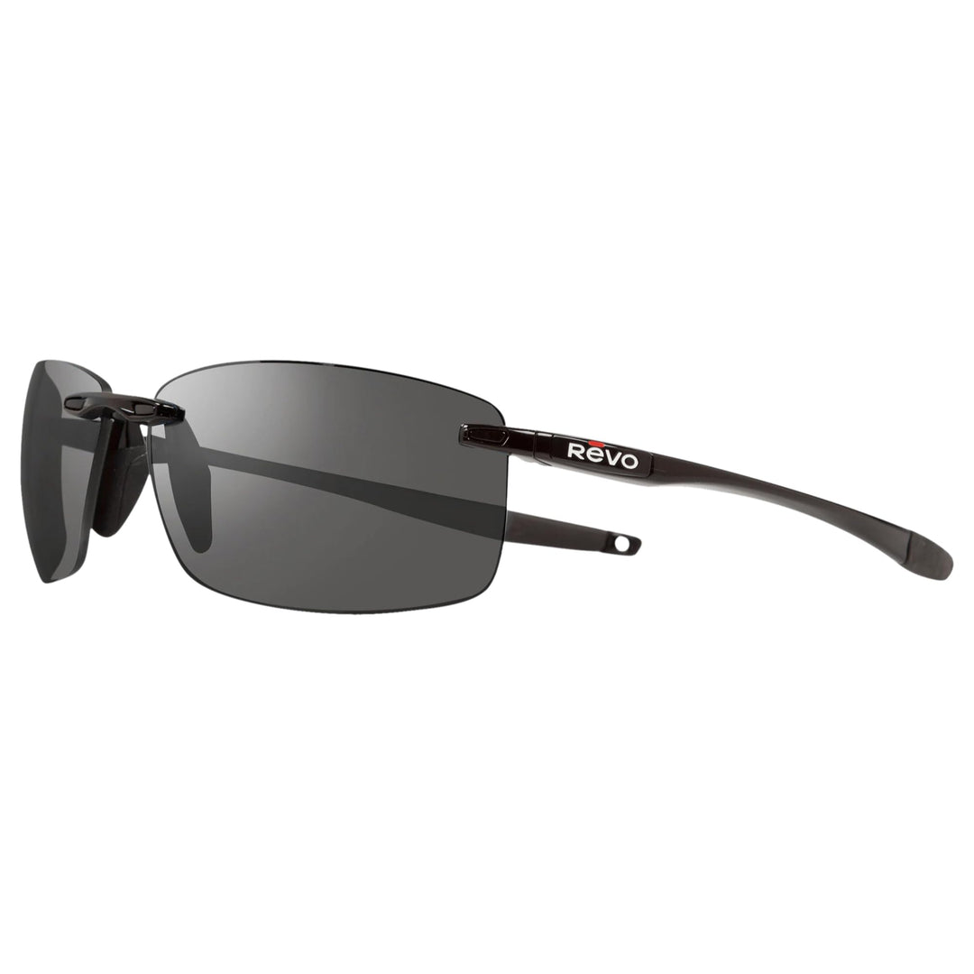 Revo Sonnenbrille Descend N: Polarisierte Gläser filtern UV, randloser rechteckiger Rahmen, schwarze