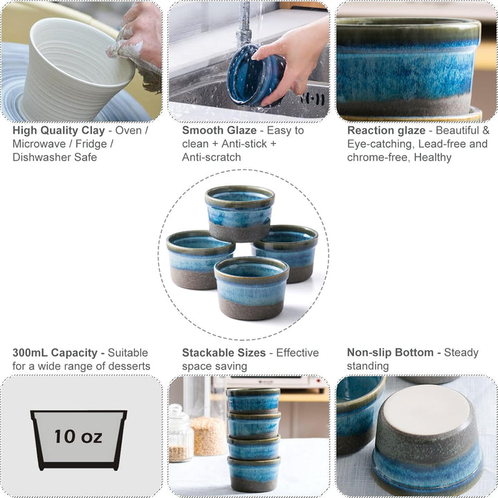 240mL Soufflé Förmchen, 4 Stück Creme Brulee Schälchen, Pastetenform, Kleine Auflaufformen Eignet Si