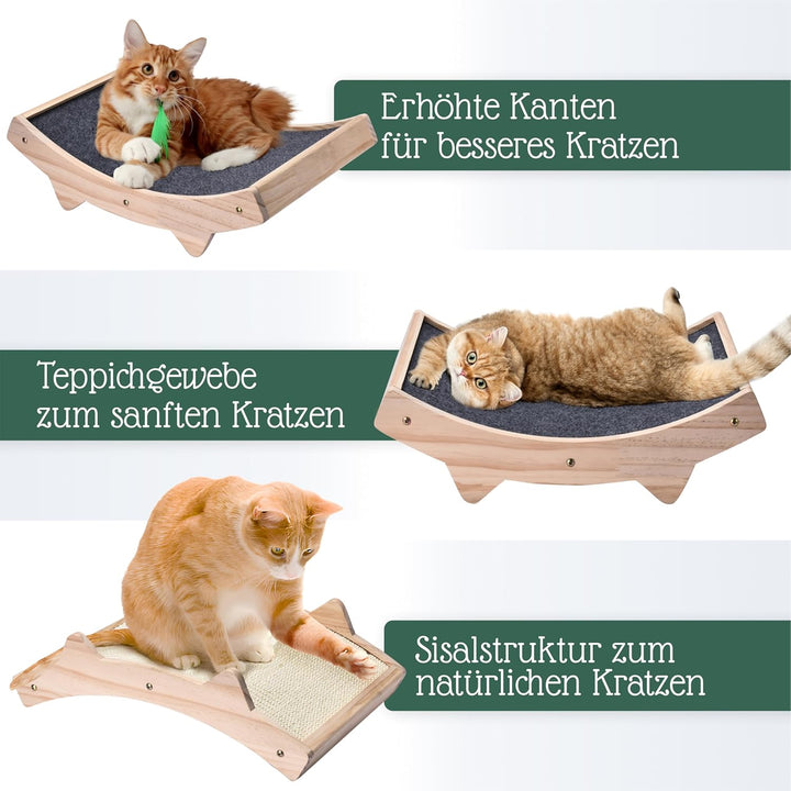 Pfotenolymp Katzenkratzbrett - Doppelseitig Haltbarer Katzen Kratzmatte - Holzstruktur Kratz Pads Ka