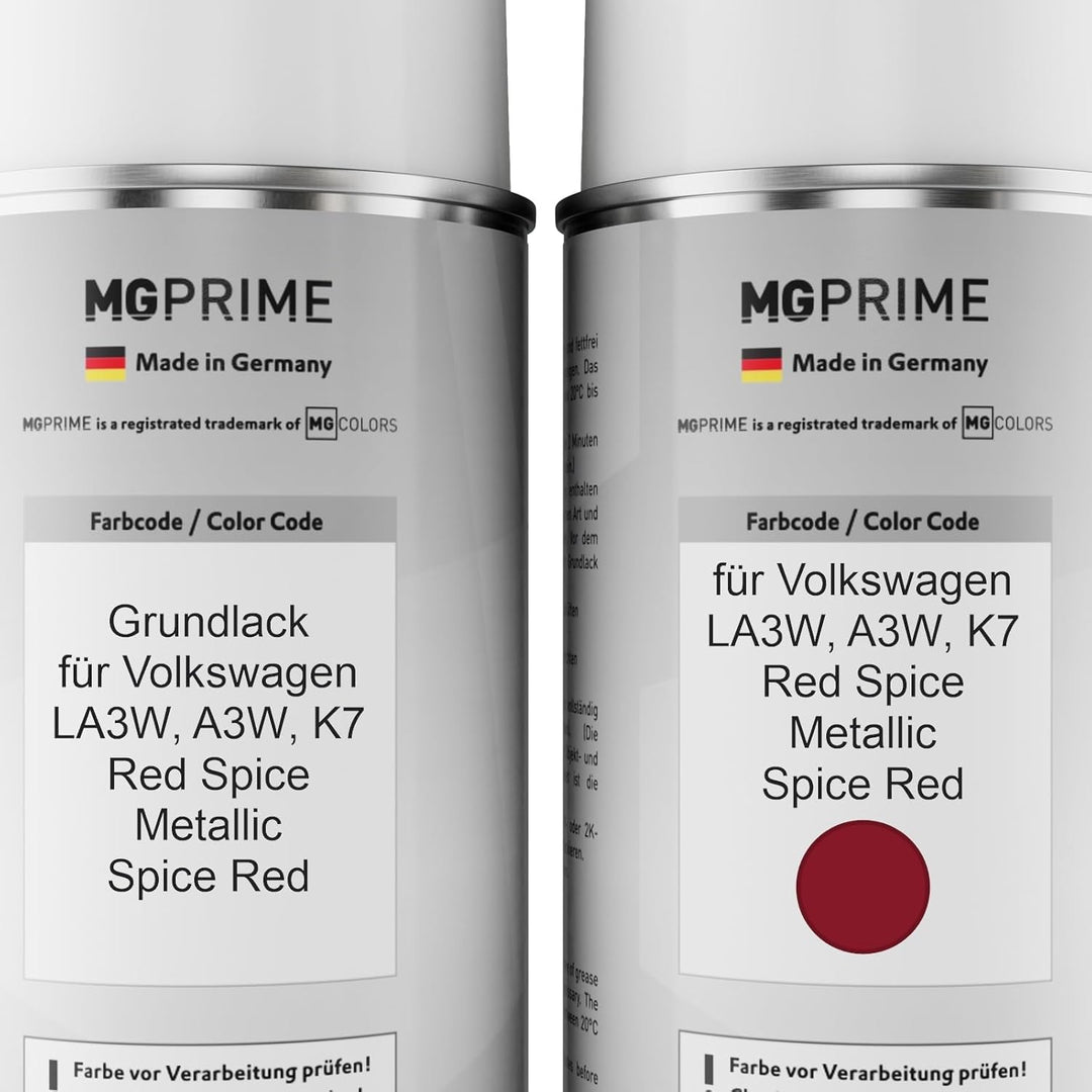 Autolack Sprühdosen Set für Volkswagen VW LA3W / K7 Red Spice Metallic/Spice Red Grundlack Basislack