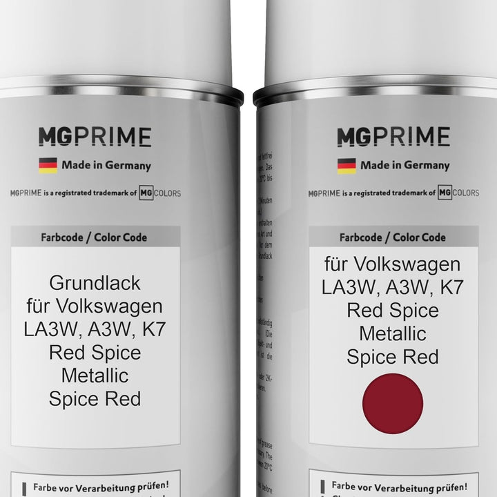 Autolack Sprühdosen Set für Volkswagen VW LA3W / K7 Red Spice Metallic/Spice Red Grundlack Basislack