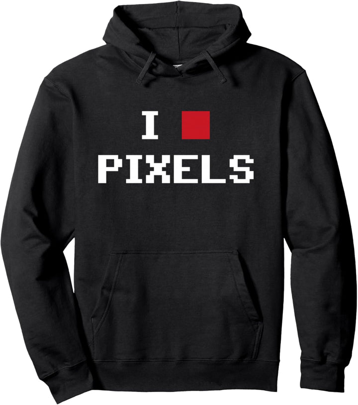 Retro Gamer - I Love Pixels - Classic Video Game Gaming Fans Pullover Hoodie