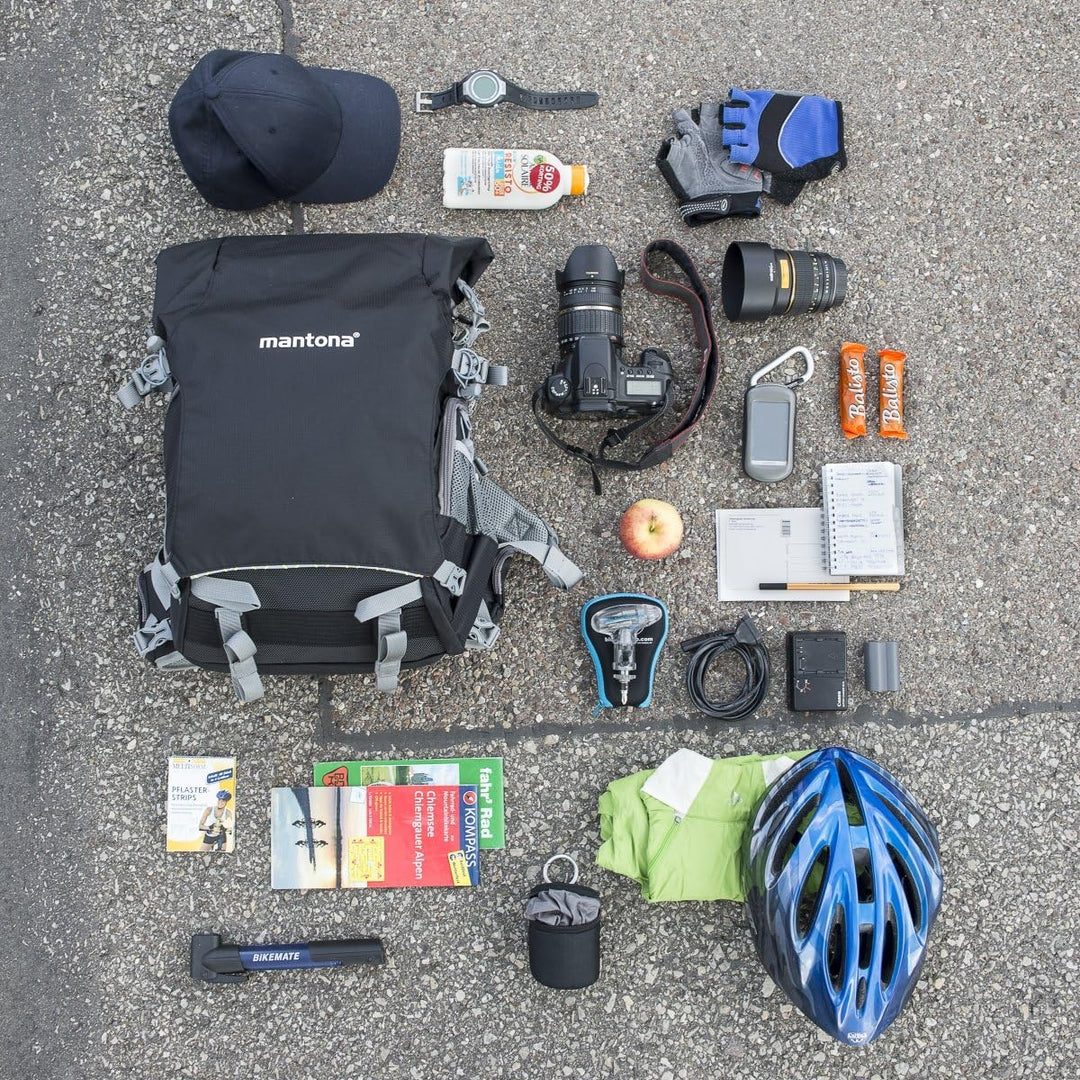 Mantona 20586 ElementsPro 30 Outdoor Rucksack (inkl. abnehmbarem Hüftgurt und Regenhülle, geeignet f
