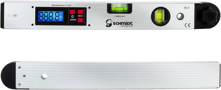 SCHMIDT security tools Winkelmesser Wasserwaage LCD Winkel Gradmesser Neigungsmesser Winkelmessgerät