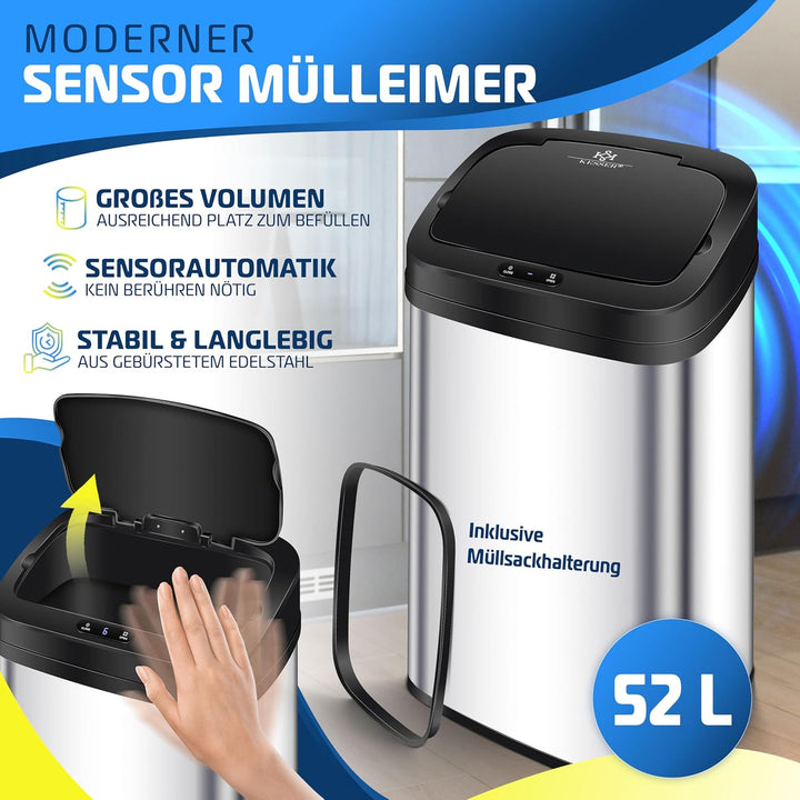 KESSER® Sensor Mülleimer Küche 52 L | Automatik mit Bewegungssensor Abfalleimer & Soft-Close-Deckel