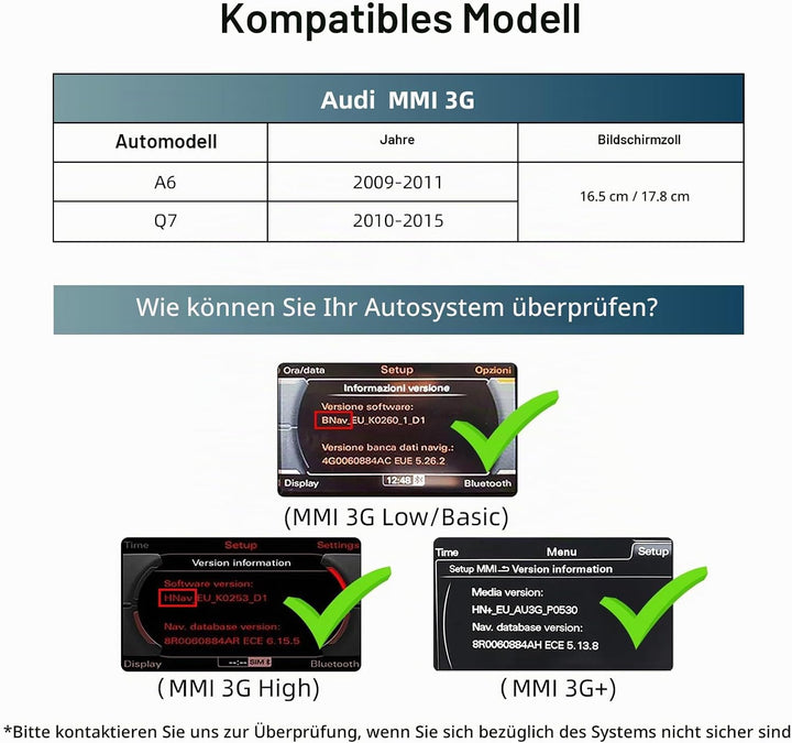 EZoneTronics Wireless CarPlay &amp; Android Auto Retrofit Kit Decoder für Audi A6/Q7 2009-2015 mit MMI 3