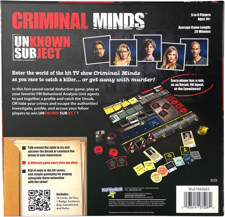 PlayMonster Criminal Minds Unknown Subject - Unsub - Schnellspannendes Social Deduction Spiel - Spie
